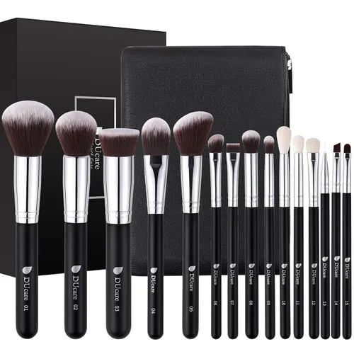 Vista 10 de docolor - Juego de 30 brochas de maquillaje profesionales Kabuki sintéticas de primera calidad, brocha de mezcla para base, polvo facial, rubor