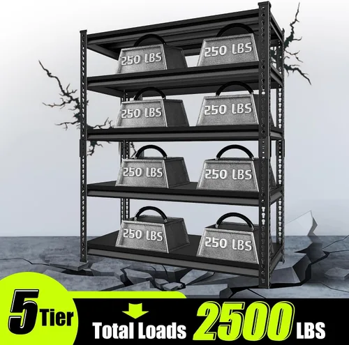 Vista 7 de Estantería de garaje resistente para cargas de 2500 libras, estantes de almacenamiento de garaje ajustables de 48 pulgadas de ancho, estantes