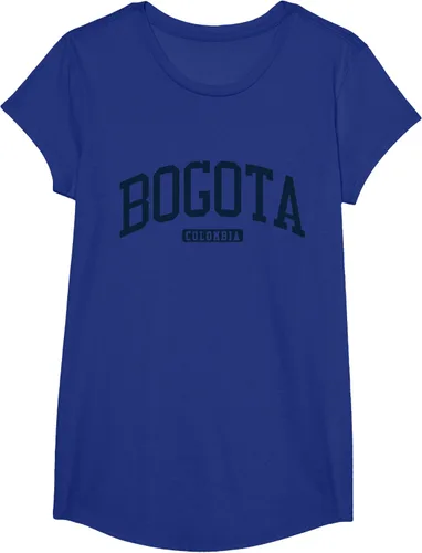 Vista 25 de Bogotá Colombia College University Style Camiseta azul marino, Blanco