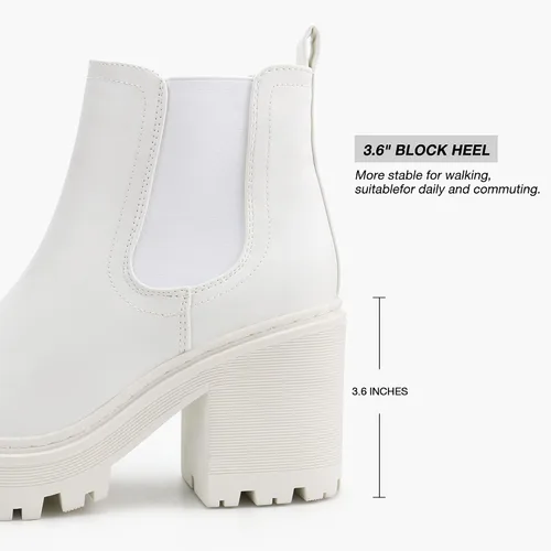 Vista 3 de firelli Botas Chelsea de moda para mujer, botas de plataforma clásicas