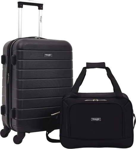 Vista 2 de Wrangler - Juego de piezas de equipaje inteligente con portavasos y puerto USB, Negro