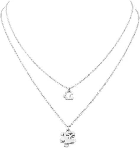 Vista 2 de Rosemarie de doble encanto collar autismo conciencia rompecabezas pieza