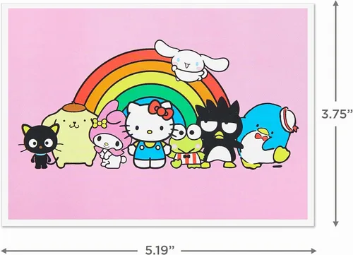 Vista 3 de Hallmark Sanrio - Tarjetas en blanco, paquete de 12 (Hello Kitty, Badtz-Maru, Keroppi)