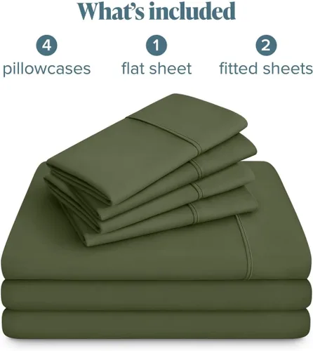 Vista 184 de Bare Home Sheet Set 1800 Ultra-Soft with 2 Pillowcases (Twin XL, Dark Blue)