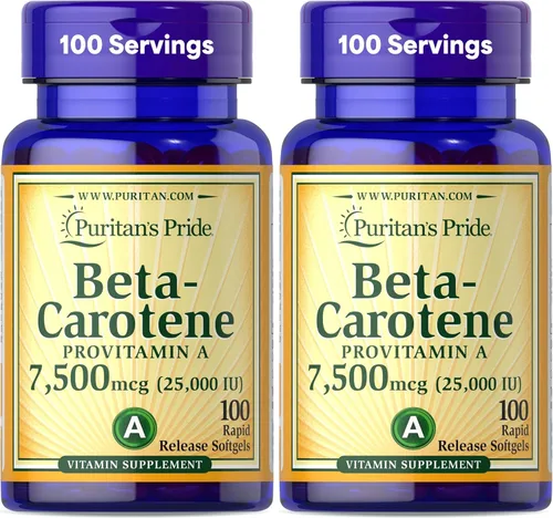 Vista 8 de Puritan's Pride Beta Caroteno Provitamina A 7,500 mcg (25,000 UI), suplemento vitamínico para el sistema inmunológico, antioxidante y apoyo a