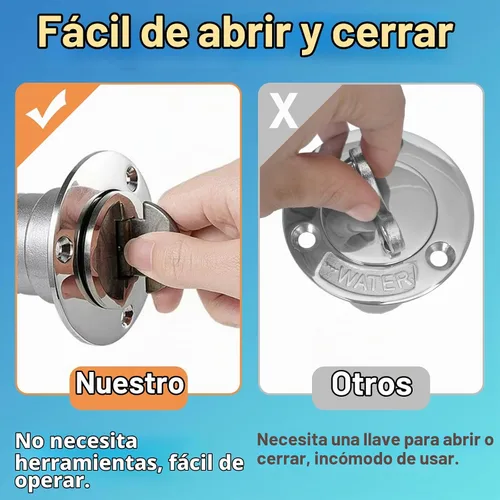 Vista 3 de Llenado/relleno de cubierta de combustible para lancha de 2 pulgadas (1.969 in) con tapa sin llave, relleno de cubierta de acero inoxidable de 2