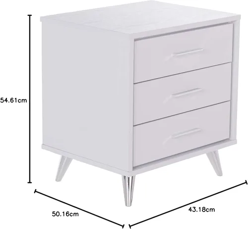 Vista 22 de SEI Furniture Oren - Mesita de noche con cajones, color blanco (AMZ2486FH)