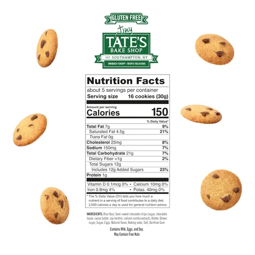 Vista 2 de Tate's Bake Shop Pequeñas galletas de chispas de chocolate sin gluten, 3 bolsas de 5.5 onzas