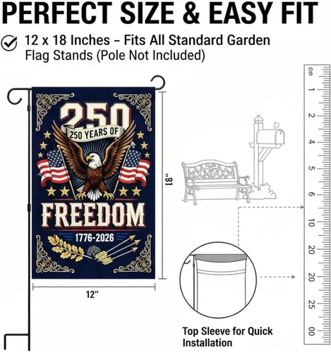 Vista 3 de Bandera de Estados Unidos del 250 aniversario, bandera de Estados Unidos para celebración del 250 aniversario, decoraciones del 4 de julio, banderas