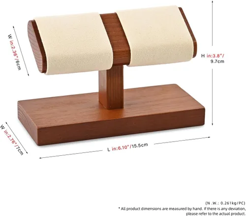 Vista 9 de Oirlv Organizador de pulsera con soporte de exhibición de reloj doble de Doble blanco cremoso