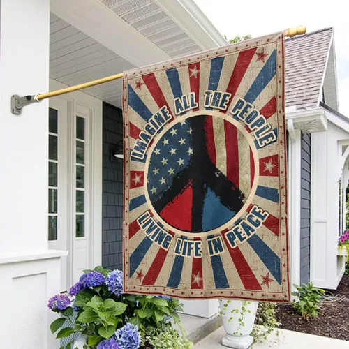 Vista 18 de Banderas PSL318F - Bandera hippie de personas que viven la vida en paz PSL318F, bandera de jardín (11.5 x 17.5 pulgadas), banderas de jardín de casa