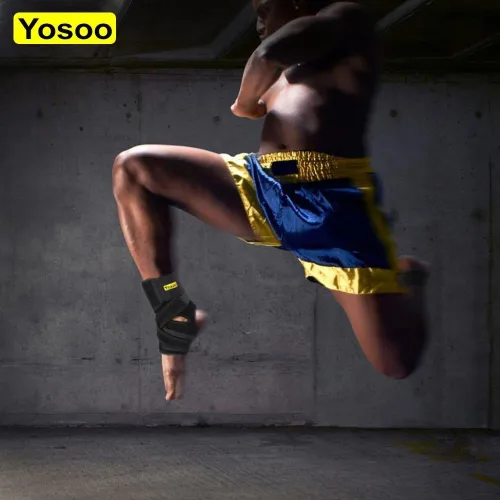 Vista 6 de Yosoo Health Gear Yosoo - Tobillera de neopreno transpirable ajustable de compresión para tendones de esguince de tobillo, talla única, color negro