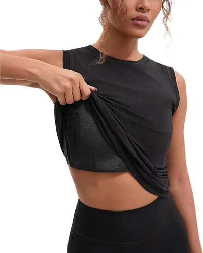 Vista 3 de JARAZIN Camiseta sin mangas para mujer, diseño de Tomboy Transgender FTM, banda elástica integrada, para el pecho largo