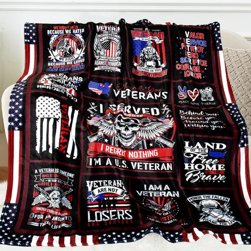 Vista 2 de Manta de regalos para veteranos, regalos para veteranos, regalos para veteranos de Vietnam, regalos de veteranos de la Fuerza Aérea de la Armada