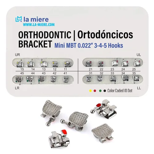Vista 6 de 20 piezas modelo de dientes con brackets, soportes Typodont, ranuras 0.018 3-4-5 con ganchos 20 piezas/paquete, (MBT, Mini) 1PK