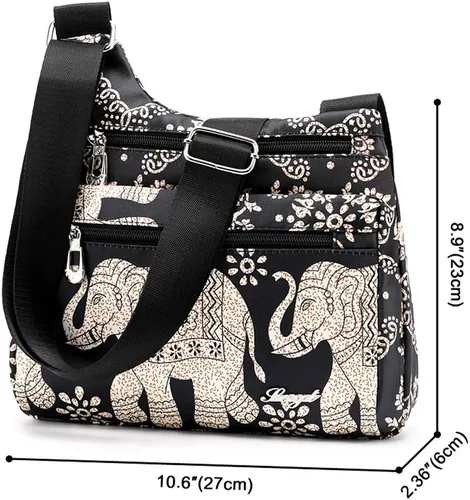 Vista 3 de Stuoye - Bolsa de nailon multibolsillos para mujer, cruzada, bolsa-monedero, para viajes