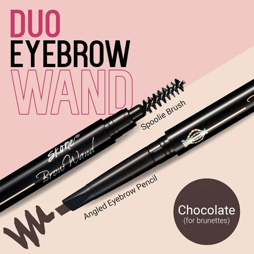 Vista 2 de Skone Cosmetics The Original Brow Wand - Lápiz de cejas con cepillo, retráctil de doble cara, impermeable, de larga duración, lápices de cejas