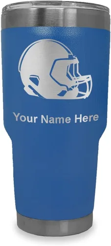 Vista 32 de LaserGram Vaso aislado al vacío de 20 onzas, casco de fútbol, grabado personalizado incluido (morado claro)