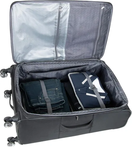 Vista 10 de Kenneth Cole Reaction Rugged Roamer Luggage Collection - Maleta de viaje ligera y expandible con 8 ruedas, Negro -, Rugged Roamer Luggage Collection