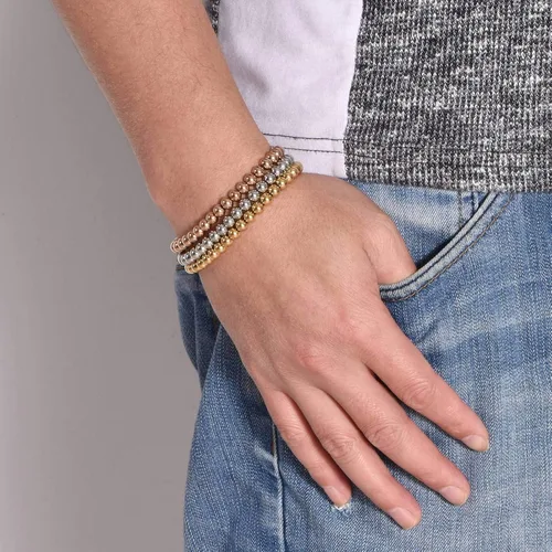 Vista 6 de Pulsera elástica de cuentas de acero inoxidable