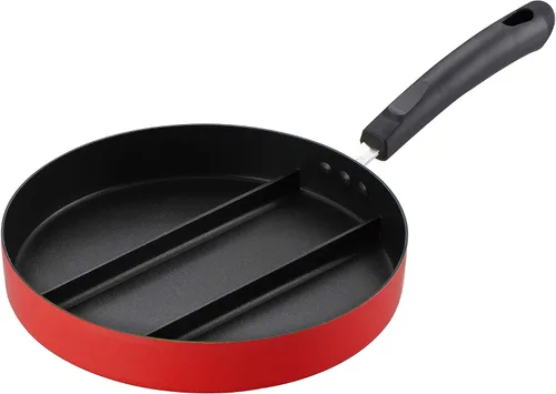 Vista 5 de Ernest A-76728 - Sartén (huevo central, triple sartén), compatible con inducción, puede hacer 3 tipos de guarniciones simultáneamente, huevo, sopa