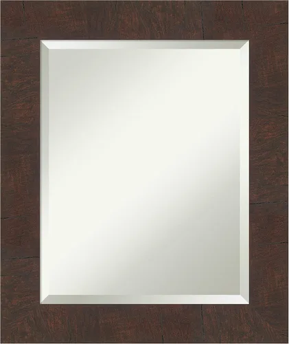 Vista 110 de Amanti Art Espejo de baño marrón para sobre lavabo, espejo rectangular de 24x20 Caleb Brown para tocador, marco rústico pequeño de estilo campestre