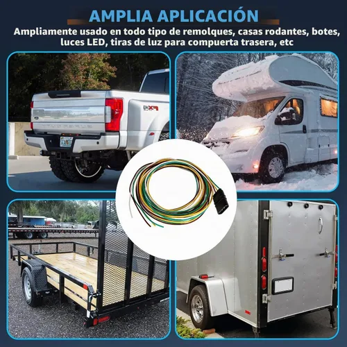 Vista 3 de NEWSUN® 10 pies 3 m de largo Arnés de cableado de remolque extensible premium 4 vías planas Conector de cableado de cobre chapado en plata de 4 3.05