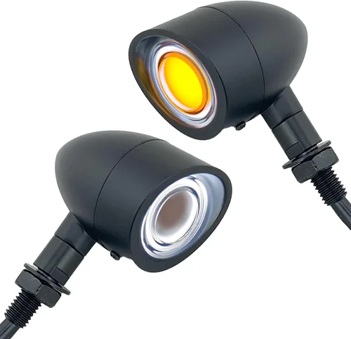 Vista 14 de FATECIM 2 luces traseras LED para motocicleta, intermitentes, luces de freno con visera, luces traseras de motocicleta, intermitentes traseros