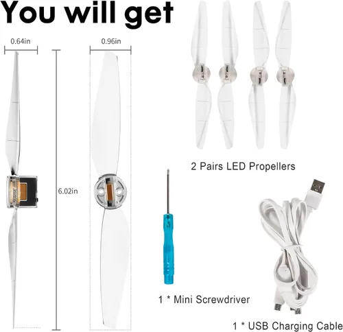 Vista 6 de Mini 4/3 hélices de repuesto de luces LED de repuesto para DJI Mini 3/4 Fly More Combo Plus Drone (2 pares)