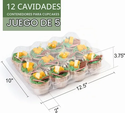 Vista 2 de LotFancy 12 unidades x 5 juegos de recipientes para cupcakes, cajas