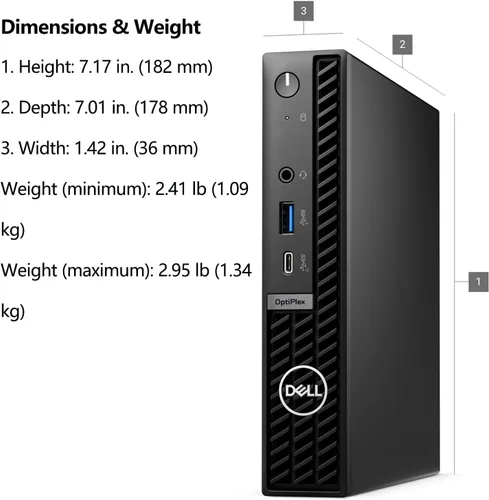 Vista 5 de Dell Optiplex - Computadora de escritorio micro Intel i7-13700, 64 GB de RAM, SSD NVMe de 2 TB, soporte para 2 monitores, DisplayPort, HDMI, BT