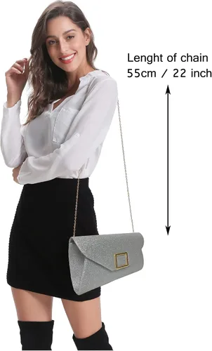 Vista 7 de sioglam Bolso de mano de noche con purpurina para mujeres y niñas, bolsa de baile de graduación, cóctel, fiesta, boda, noche