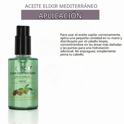 Vista 5 de ALEA - Aceite para el cabello - Elixir mediterráneo - 4.4 fl oz - Nutrie, repara y protege el cabello - Ayuda a reducir la apariencia de puntas