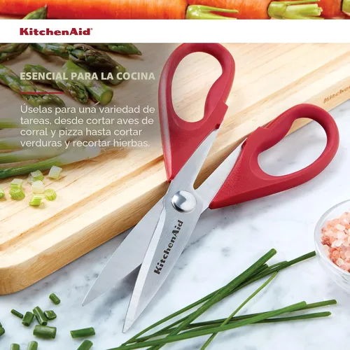 Vista 3 de Tijeras de cocina multiusos KitchenAid con funda protectora, tijeras de acero inoxidable duraderas, aptas para lavavajillas, mango de agarre suave