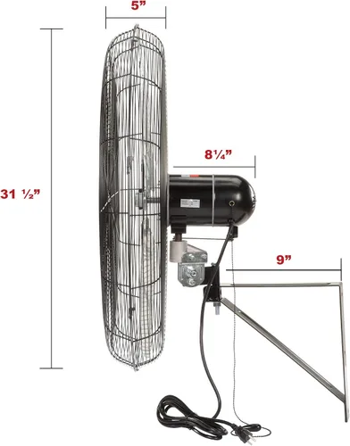 Vista 5 de TPI Corporation CACU30WO Ventilador oscilante de montaje en pedestal de alta velocidad de 30 pulgadas para garaje, comercial, industrial, motor de 3