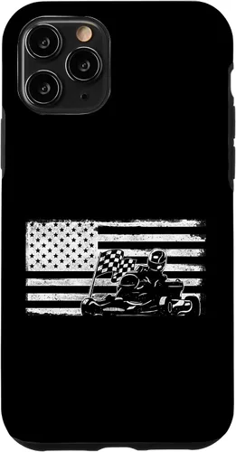 Vista 27 de iPhone 16 Go Kart Racing American Flag Vintage Case
