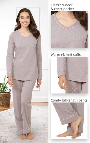 Vista 49 de PajamaGram Pijamas para mujer - Conjuntos de pijamas para mujer, camiseta sin botones, 100% algodón