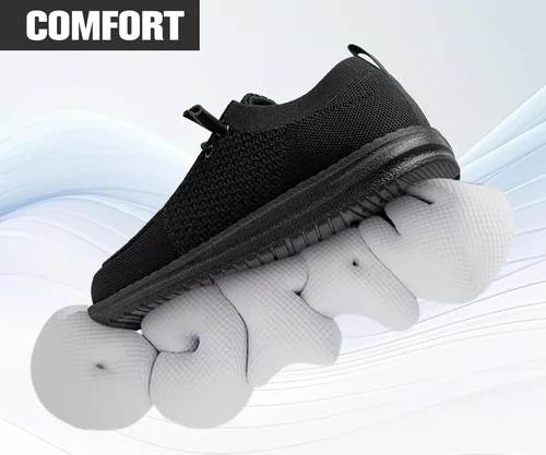 Vista 6 de LARNMERN Zapatos con punta de acero para hombre, ligeros, cómodos, para caminar, mocasines con punta de acero