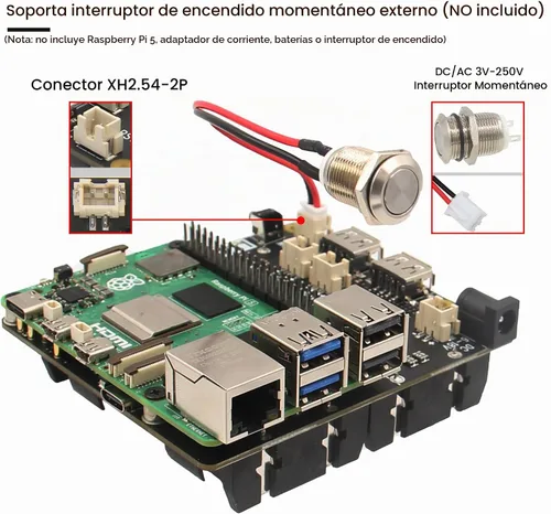Vista 8 de Geekworm X1202 5V UPS placa de expansión para Raspberry Pi 5, entrada ancha