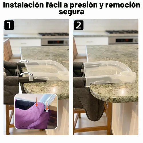 Vista 5 de Bandeja de comedor de plástico transparente para silla de mesa rápida Ingle-sina