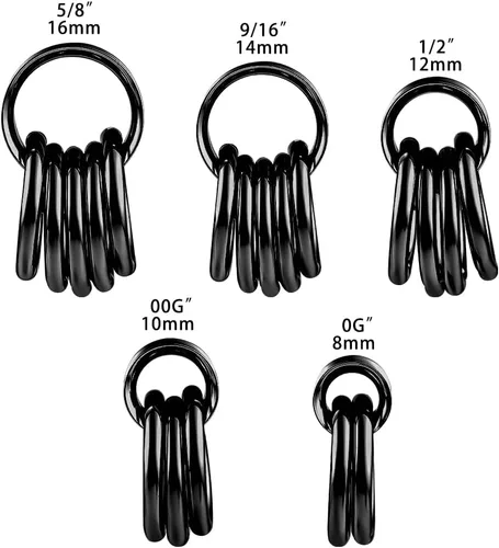 Vista 5 de DOEARKO 2 tapones para los oídos de acero inoxidable 316, túneles a juego, anillos de nariz, estiradores, piercings corporales, joyería