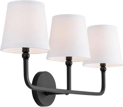 Vista 9 de Capital Lighting 619311AD-674 Dawson Pantalla de Tela Blanca Decorativa Stay-Straight Aplique de Pared, 1-Luz 60 Vatios, 17" H x 6" A, Latón