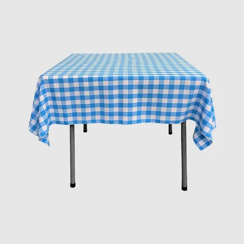 Vista 6 de Mantel cuadrado a cuadros de 42.5 x 44.5 in, ideal para mesa cuadrada de 83 x 83 o menos (naranja)