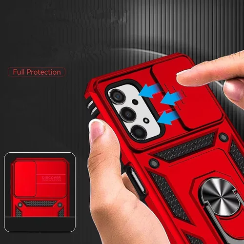 Vista 6 de Funda para Galaxy A32 5G, protección de grado militar para automóvil [soporte integrado] Soporte de anillo de metal de doble capa TPU resistente +
