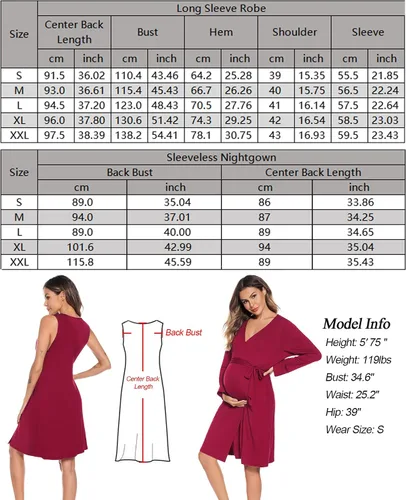 Vista 7 de SWOMOG Conjunto de bata y bata de maternidad para mujer, 3 en 1, camisón de lactancia para lactancia materna y hospital, bata de baño