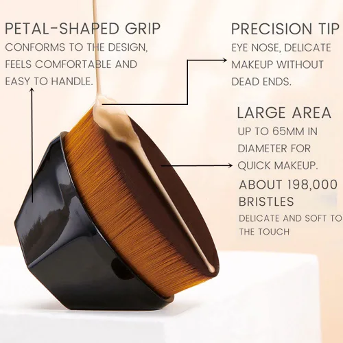 Vista 6 de Brocha de maquillaje Kabuki autobronceadora extra grande de 2.953 in, paquete de 2 para drenaje linfático, cepillo para base de polvo líquido