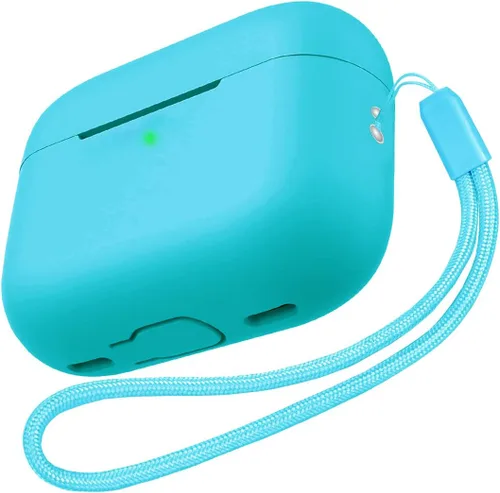 Vista 12 de Funda protectora para AirPods Pro 2, AirPods Pro de 2ª generación [2022], funda protectora de silicona suave a prueba de golpes con correa de mano