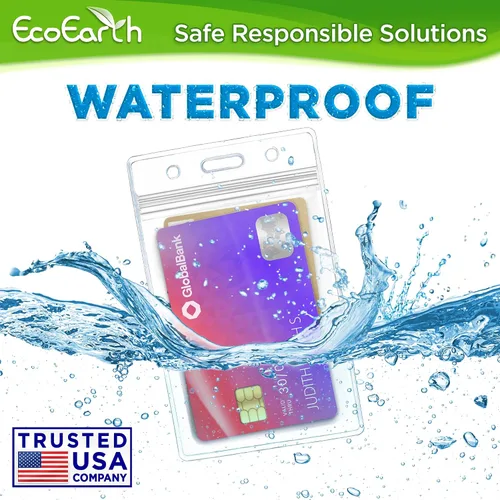 Vista 2 de EcoEarth - Soporte para tarjetas de identificación con borde suave - Nivel premium sellable de 2.25 x 3.5 pulgadas, paquete de 10 - Protector