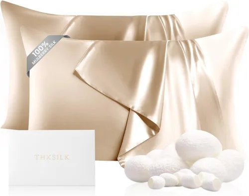 Vista 30 de THXSILK Funda de almohada 100% seda de morera para la salud del cabello y la piel, funda de almohada suave y lisa de 22 momme con cremallera oculta