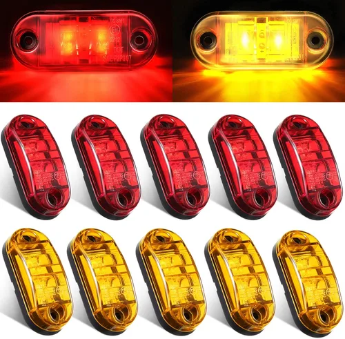 Vista 8 de Tallew 10 luces LED de remolque de 2.5 pulgadas, 2 diodos, impermeables, LED, marcador lateral, señal ovalada, luces de circulación para camión